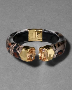 Bonbon Crystal Lucite Hinge Bracelet- Leopard