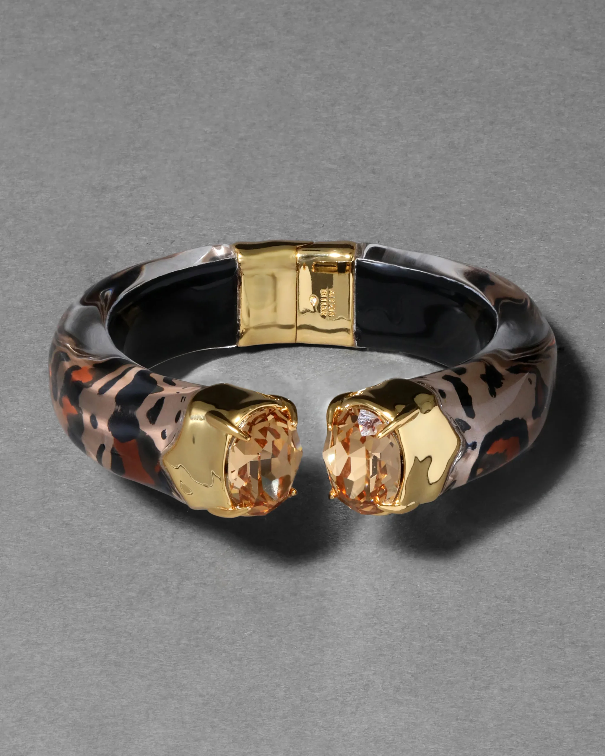 Bonbon Crystal Lucite Hinge Bracelet- Leopard
