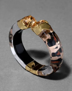 Bonbon Crystal Lucite Hinge Bracelet- Leopard