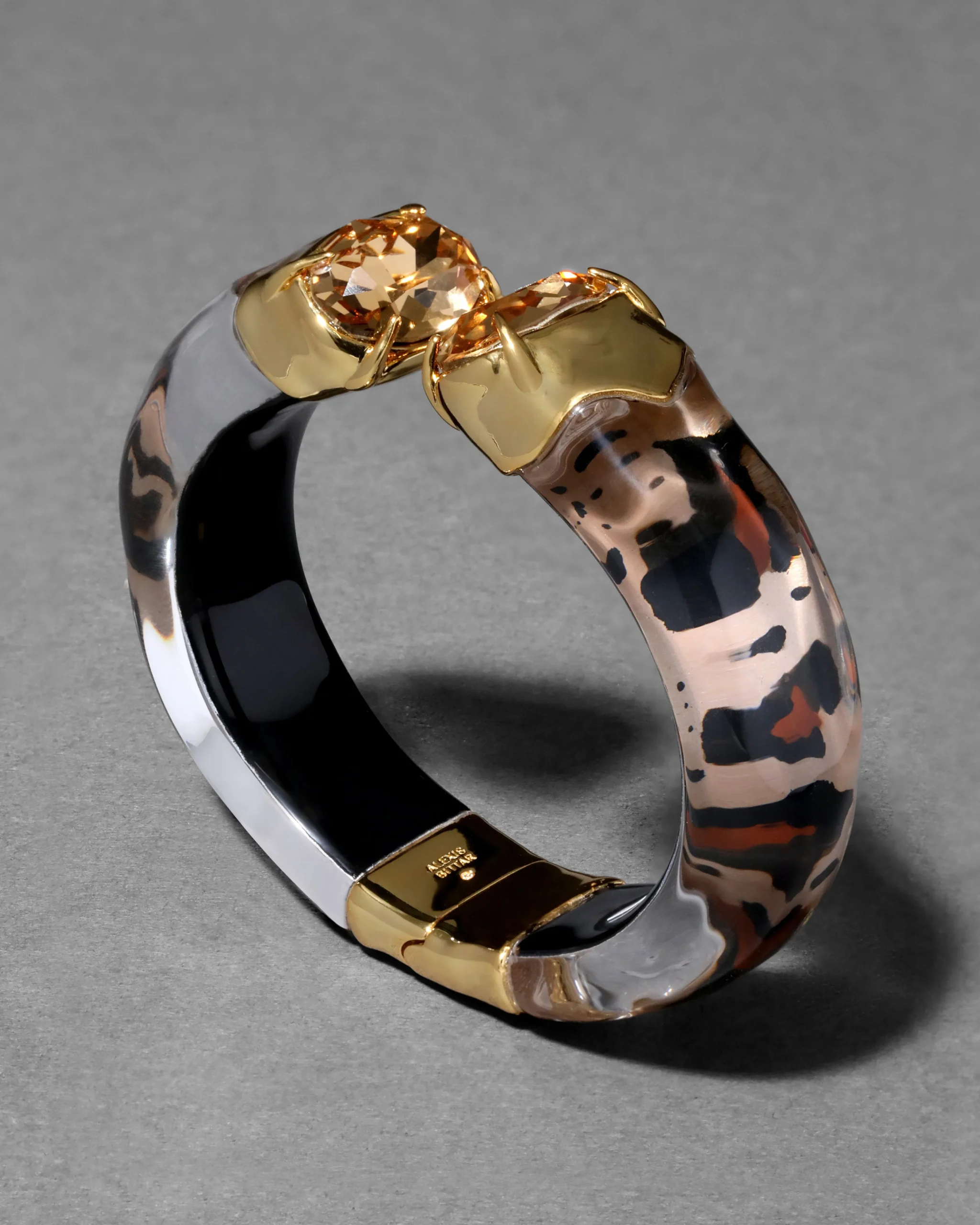 Bonbon Crystal Lucite Hinge Bracelet- Leopard