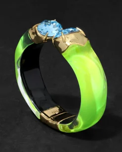 Bonbon Crystal Lucite Hinge Bracelet- Fluorescent Yellow