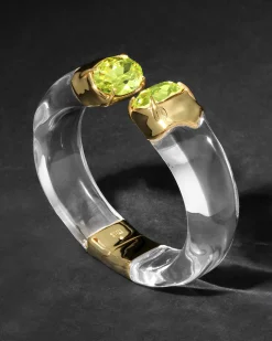 Bonbon Crystal Lucite Hinge Bracelet- Clear and Citrus