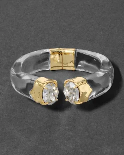 Bonbon Crystal Lucite Hinge Bracelet- Clear
