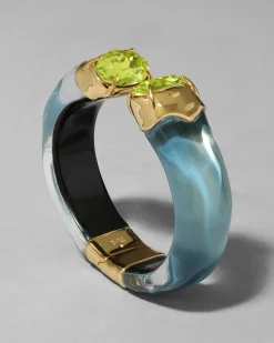 Bonbon Crystal Lucite Hinge Bracelet- Metallic Sky