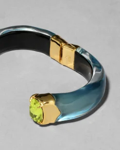 Bonbon Crystal Lucite Hinge Bracelet- Metallic Sky