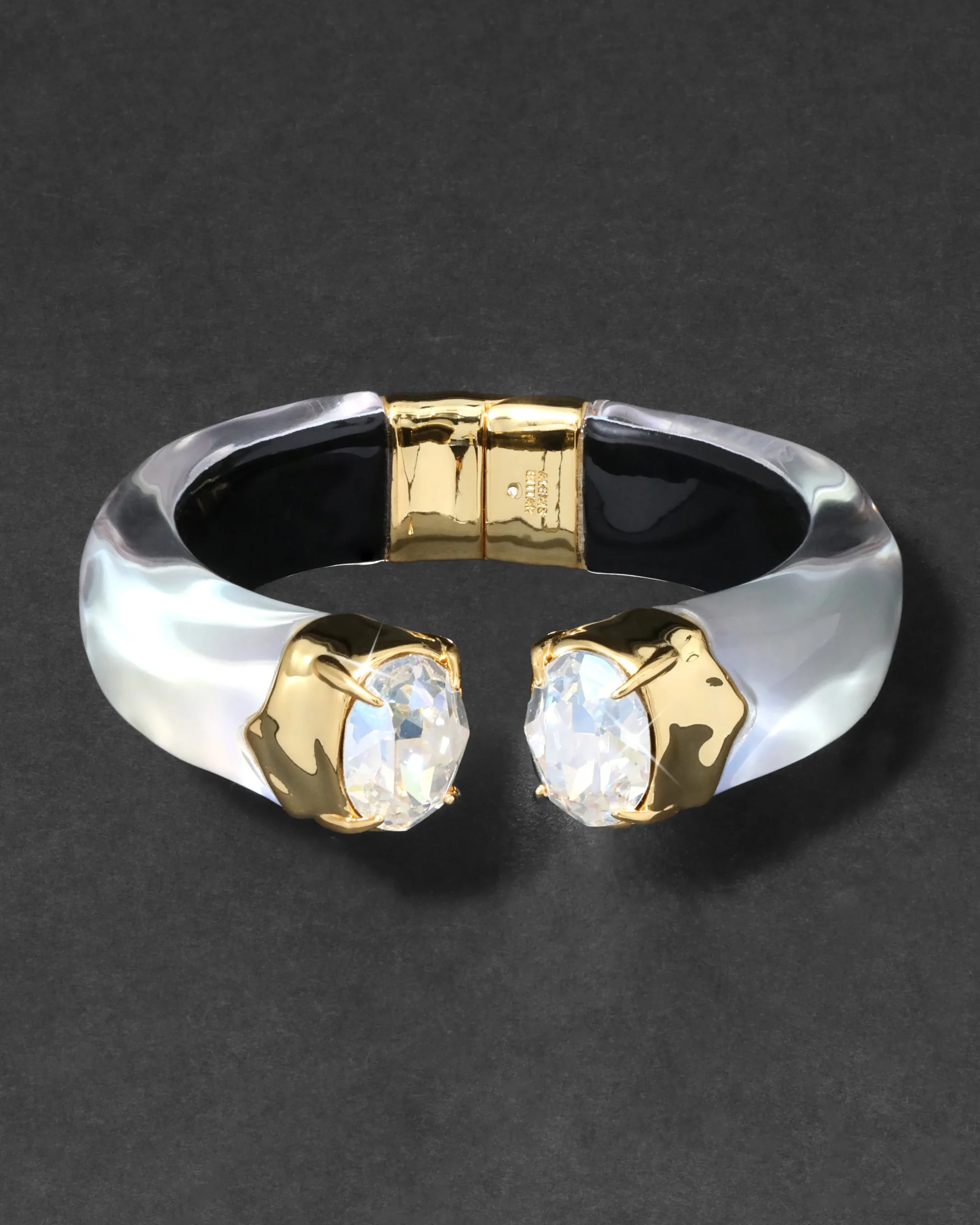 Bonbon Crystal Lucite Hinge Bracelet- White Opal