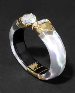 Bonbon Crystal Lucite Hinge Bracelet- White Opal