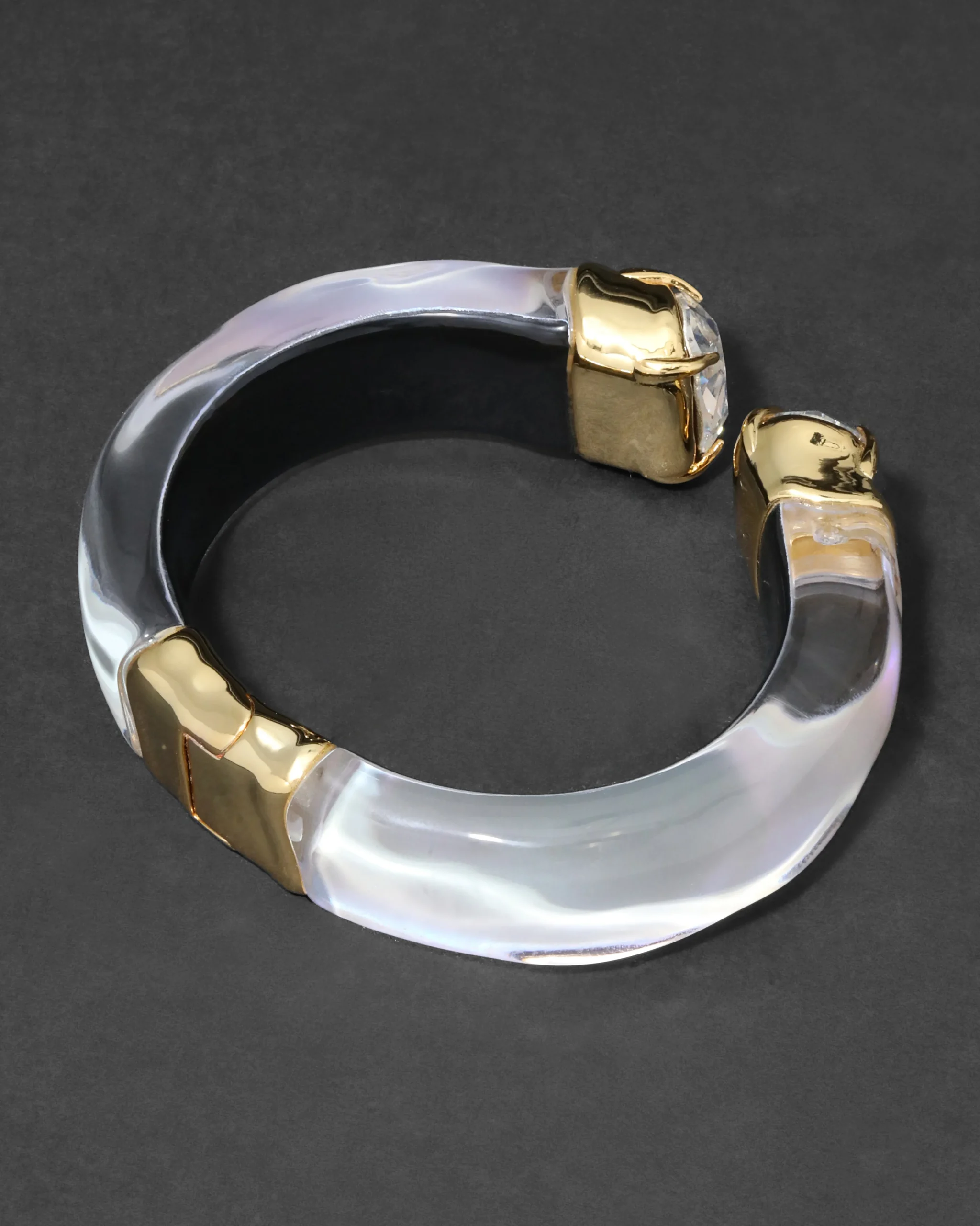 Bonbon Crystal Lucite Hinge Bracelet- White Opal