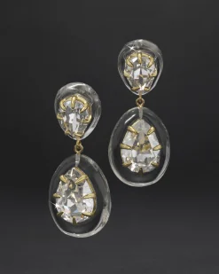 Bonbon Crystal Lucite Teardrop Post Earring- Clear