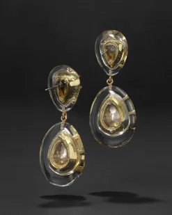 Bonbon Crystal Lucite Teardrop Post Earring- Clear