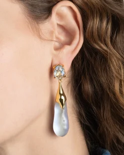Bonbon Crystal Small Teardrop Earring- White Opal