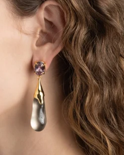 Bonbon Crystal Small Teardrop Earring- Dune
