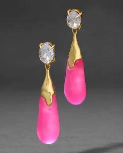 Bonbon Crystal Small Teardrop Earring- Neon Pink