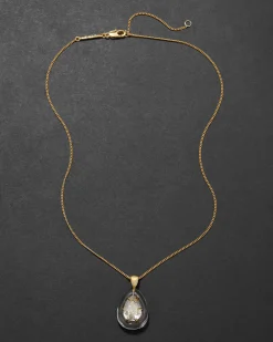 Bonbon Crystal Teardrop Lucite Pendant Necklace- Clear