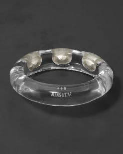 Bonbon Large Crystal Studded Lucite Hinge Bracelet- Clear