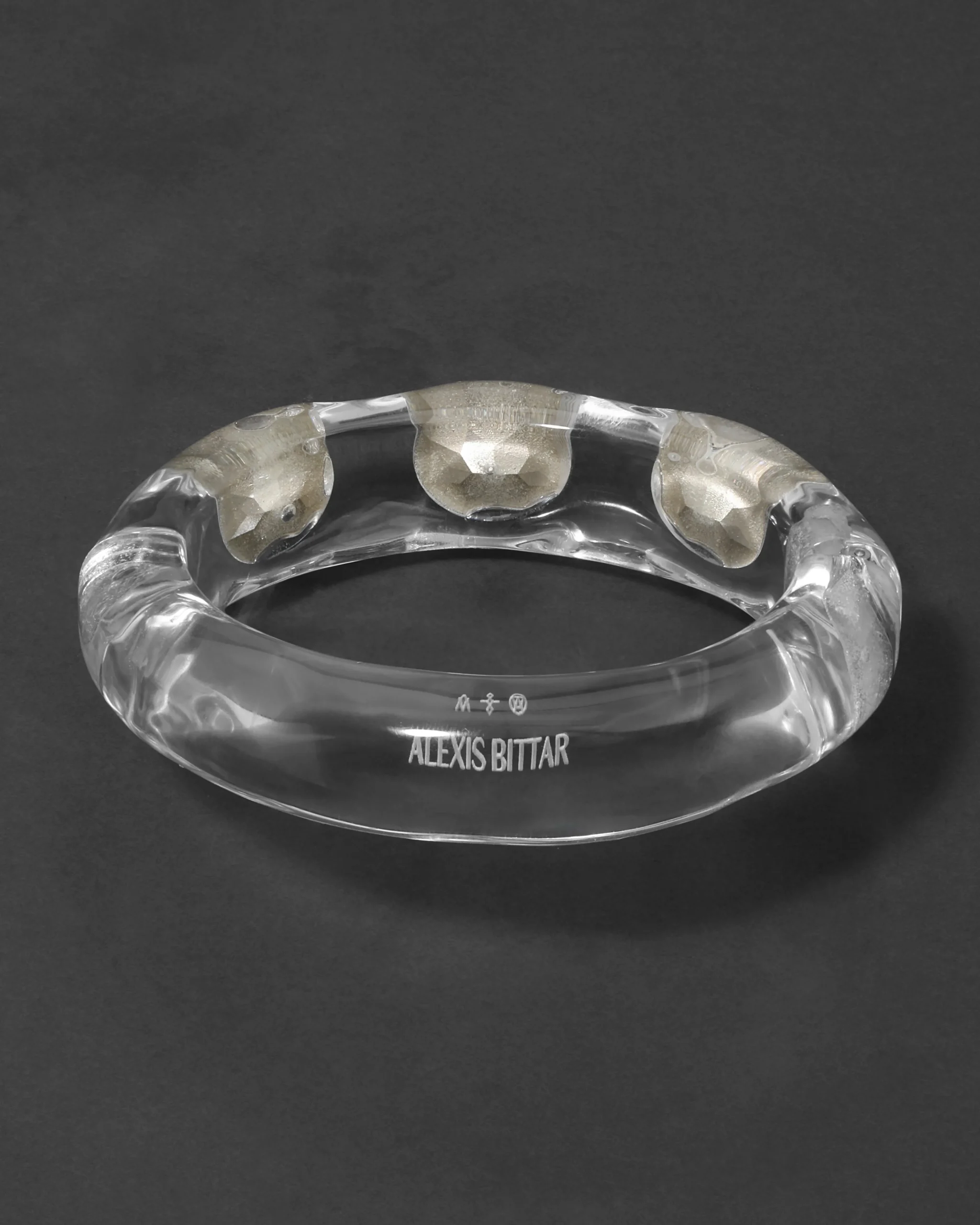 Bonbon Large Crystal Studded Lucite Hinge Bracelet- Clear