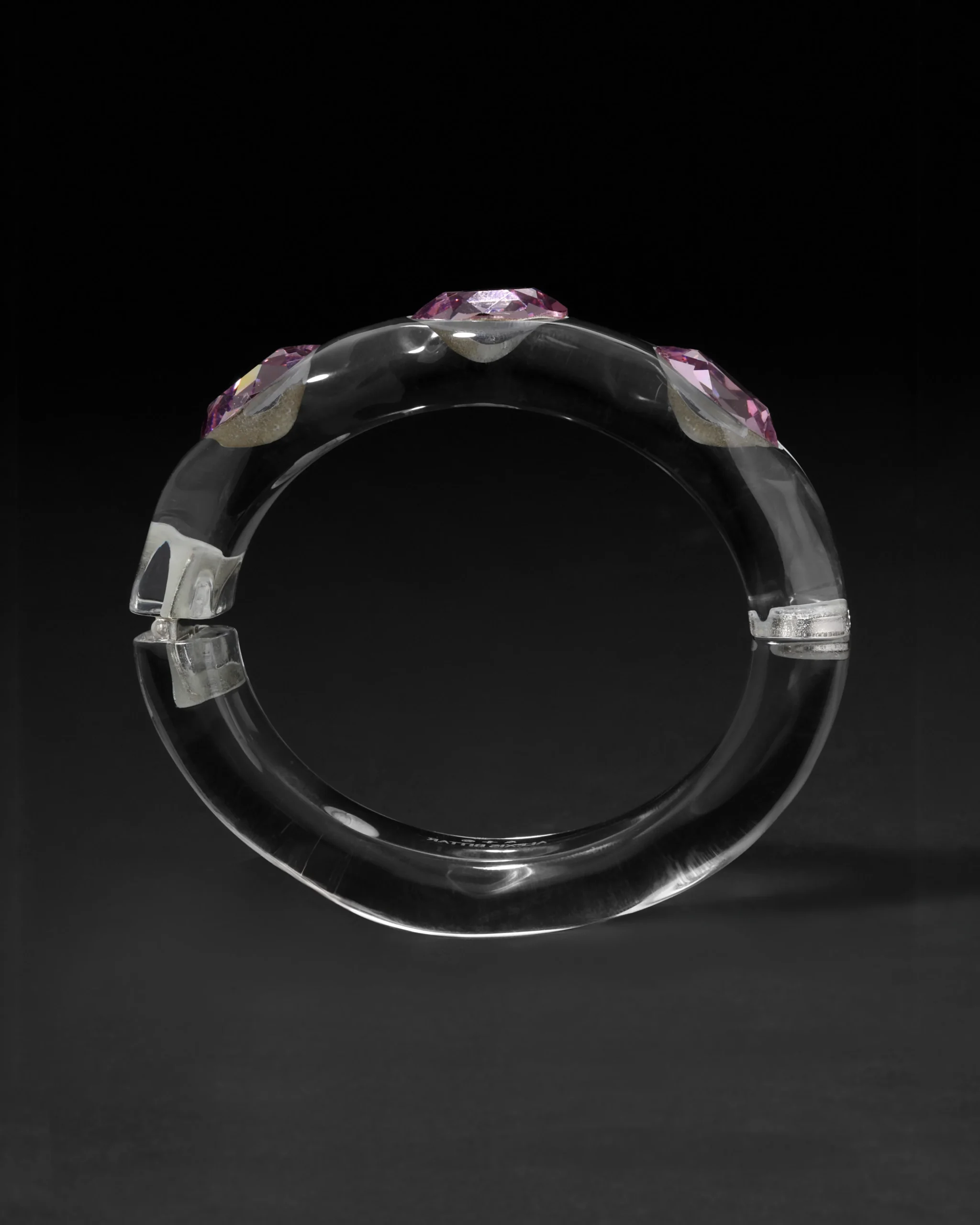 Bonbon Large Crystal Studded Lucite Hinge Bracelet- Clear + Petal Crystal