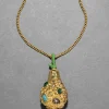 Brut Gold Jewel Studded Pear Pendant Necklace