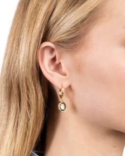Brut Gold Linear Drop Earring- Black Mother of Pearl