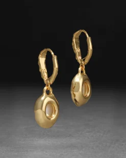 Brut Gold Linear Drop Earring- White Mother of Pearl