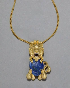 Brut Lion Lapis Necklace