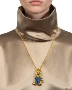 Brut Lion Lapis Necklace
