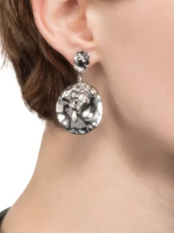 Brut Silver Coin Front Back Earring