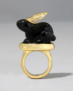 Bunny Obsidian Ring