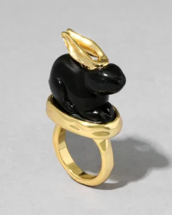 Bunny Obsidian Ring