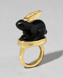 Bunny Obsidian Ring
