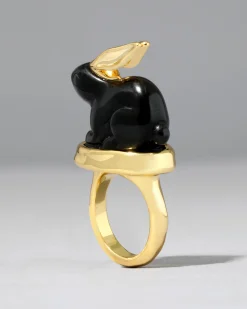 Bunny Obsidian Ring