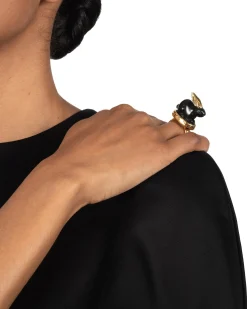 Bunny Obsidian Ring