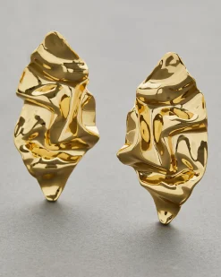 Crumpled Large Post Earring- Gold