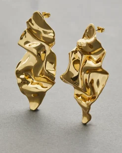 Crumpled Large Post Earring- Gold