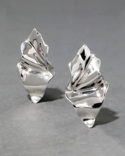 Crumpled Small Post Earring - Silver