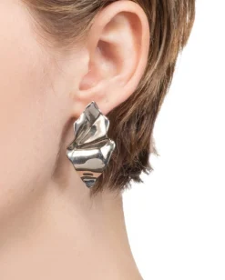 Crumpled Small Post Earring - Silver