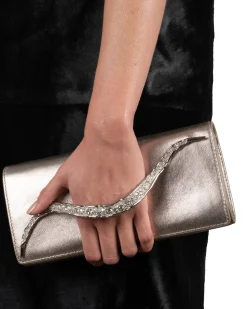 Crystal Curve Clutch- Champagne