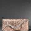 Crystal Curve Clutch- Crushed Rose Gold