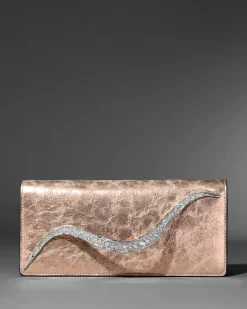 Crystal Curve Clutch- Crushed Rose Gold