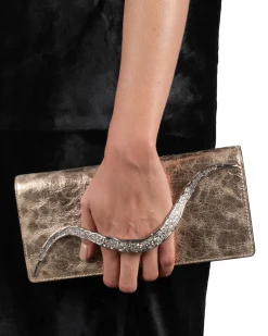 Crystal Curve Clutch- Crushed Rose Gold