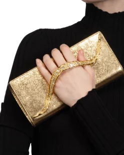 Crystal Curve Clutch- Gold
