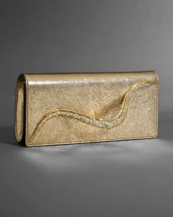 Crystal Curve Clutch- Gold