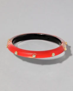 Crystal Studded Lucite Hinge Bracelet- Lipstick Red