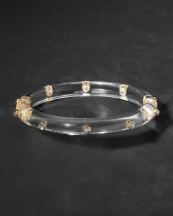 Crystal Studded Lucite Hinge Bracelet- Clear