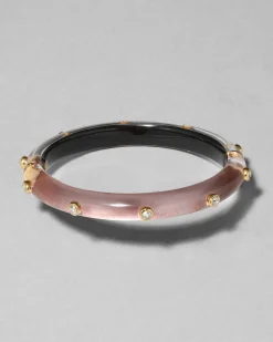 Crystal Studded Lucite Hinge Bracelet- Dusty Rose
