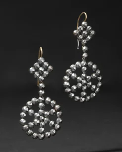 Cut Steel Medium Spoke Wire Drop Earring