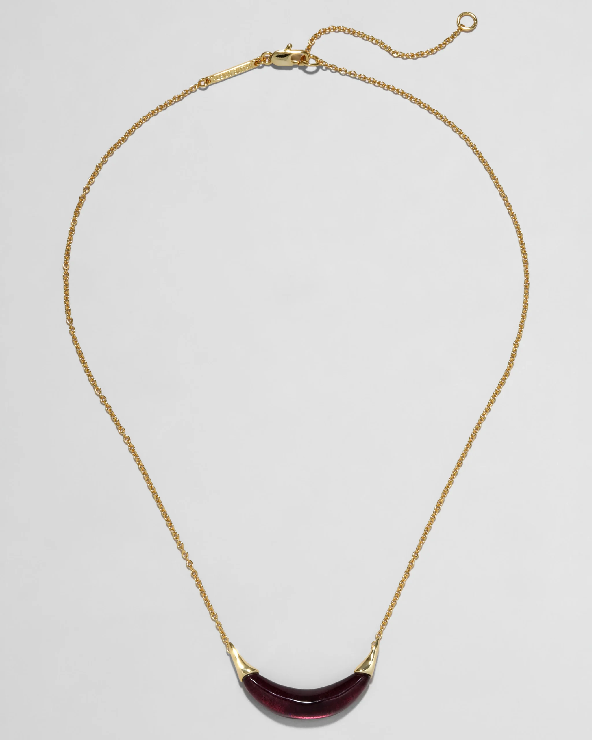Gold Capped Crescent Lucite Necklace- Black Cherry