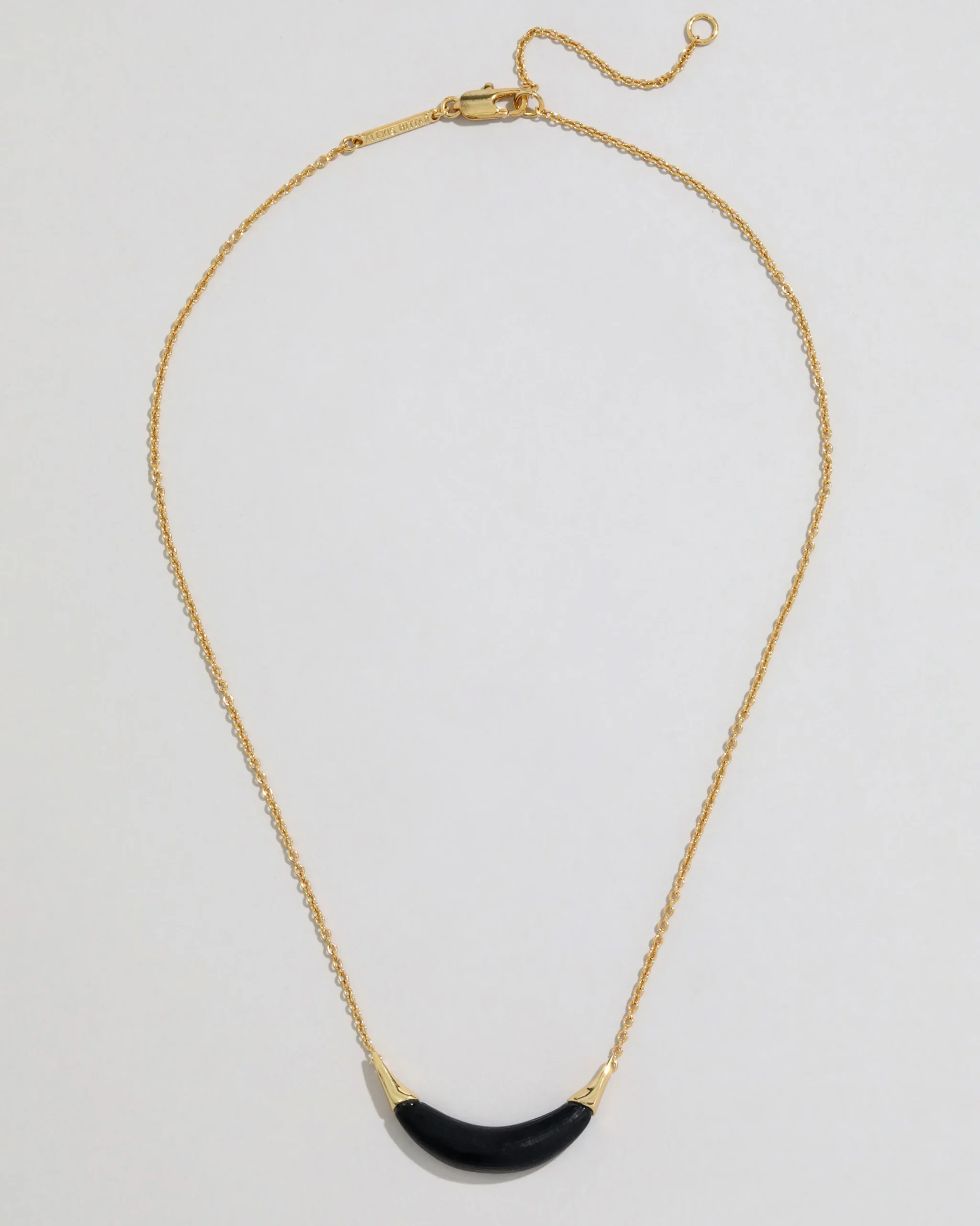 Gold Capped Crescent Lucite Necklace- Black