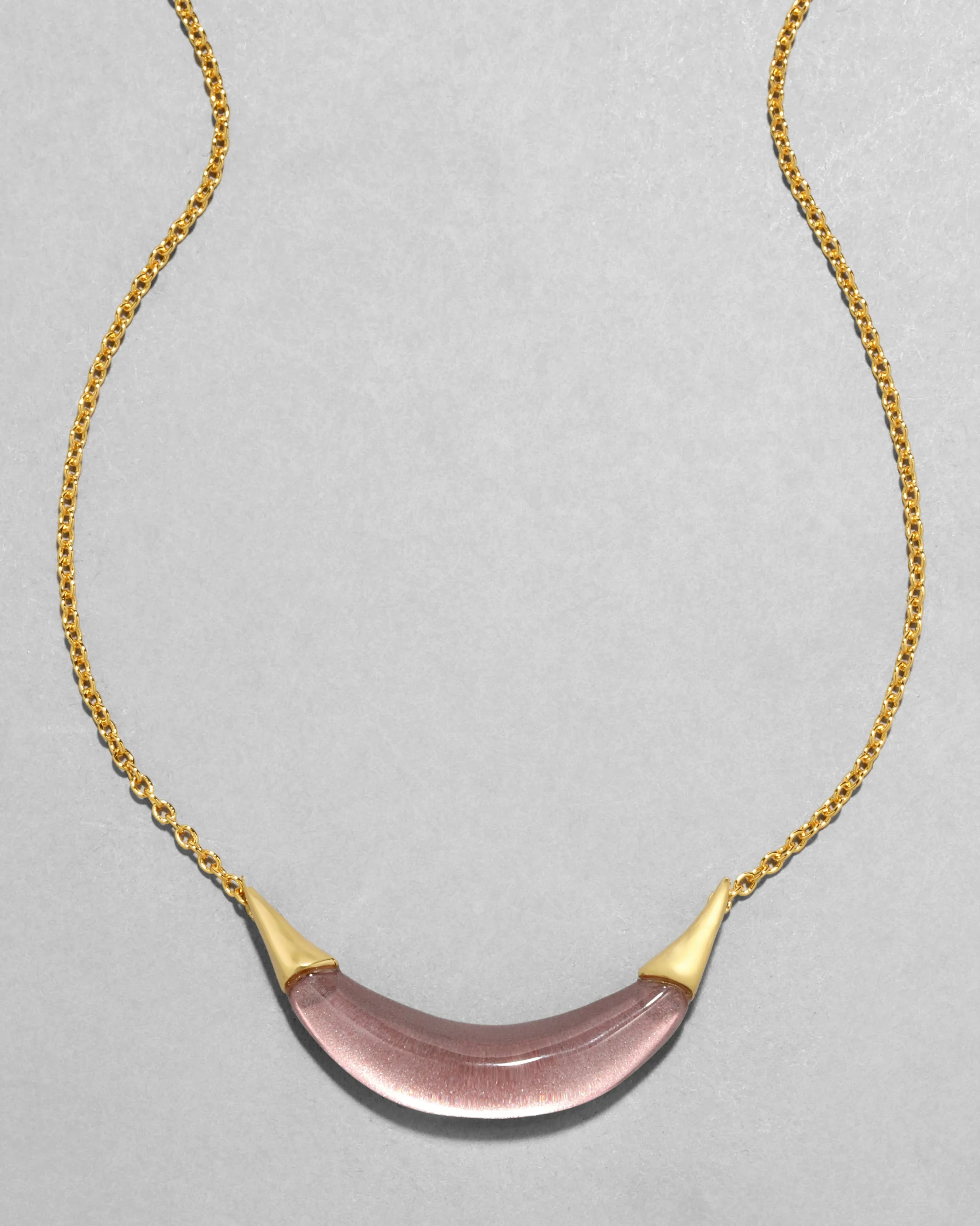 Gold Capped Crescent Necklace- Dusty Rose