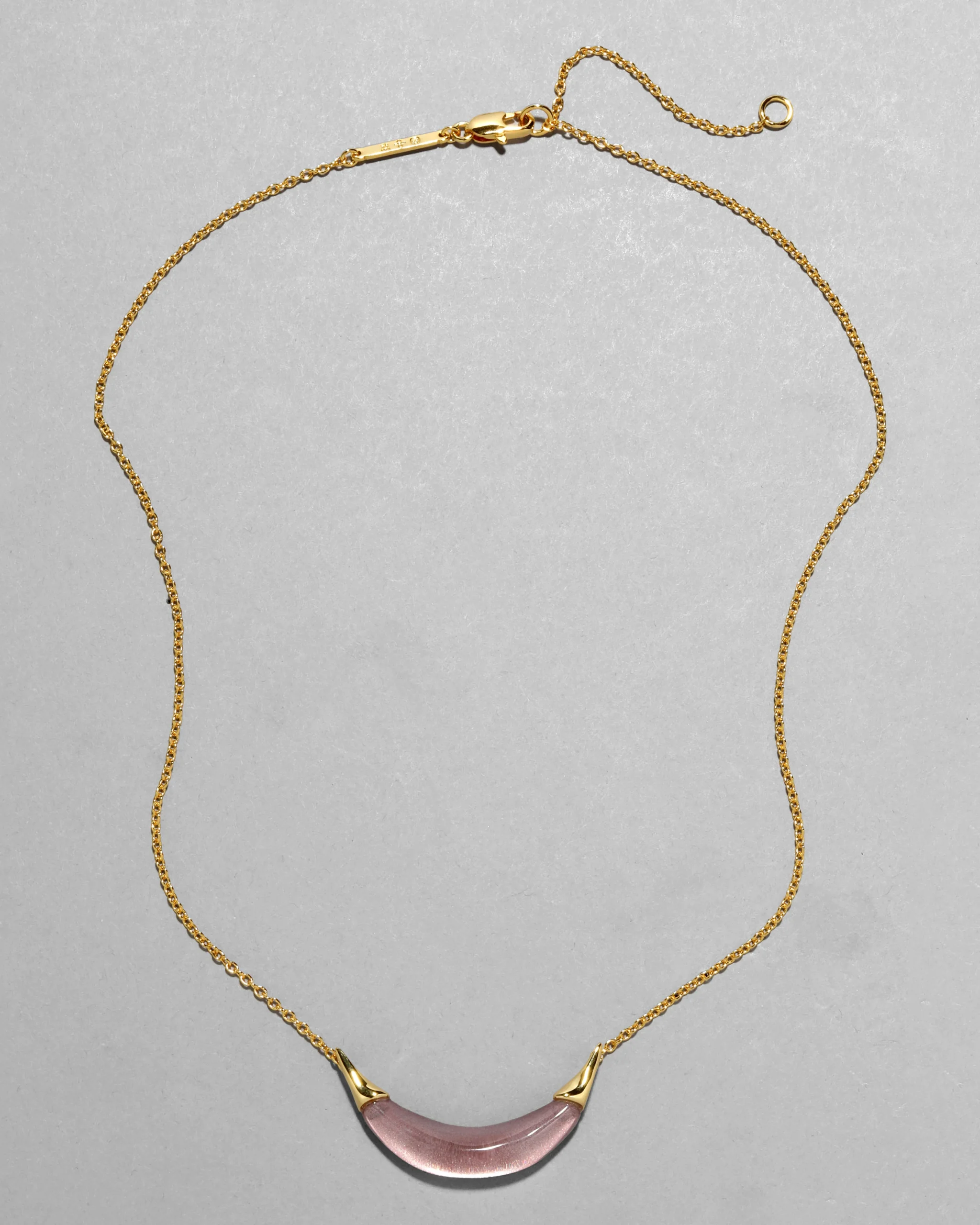 Gold Capped Crescent Necklace- Dusty Rose